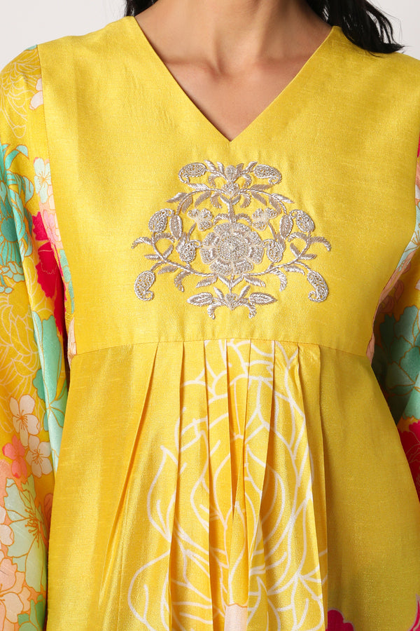 Yellow Peony Kimono Maxi