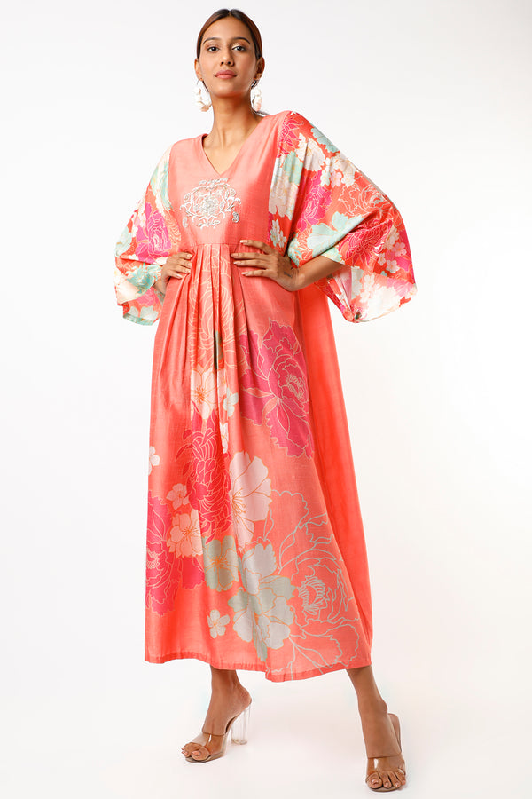 Orange Floral Printed Tunic